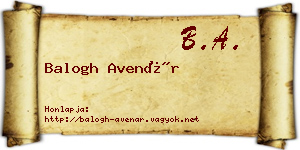 Balogh Avenár névjegykártya
